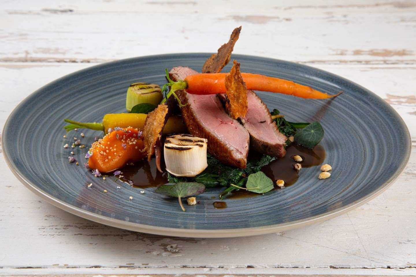 Robbie's take on Duck a l'Orange - marmalade glazed duck and vegetables. Picture: Only Food and Courses