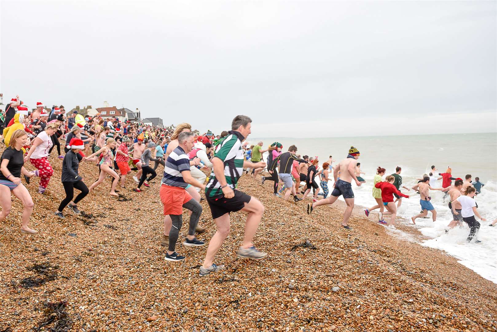 Dippers charged across the shingle last Boxing Day. Pictures Alan Langley