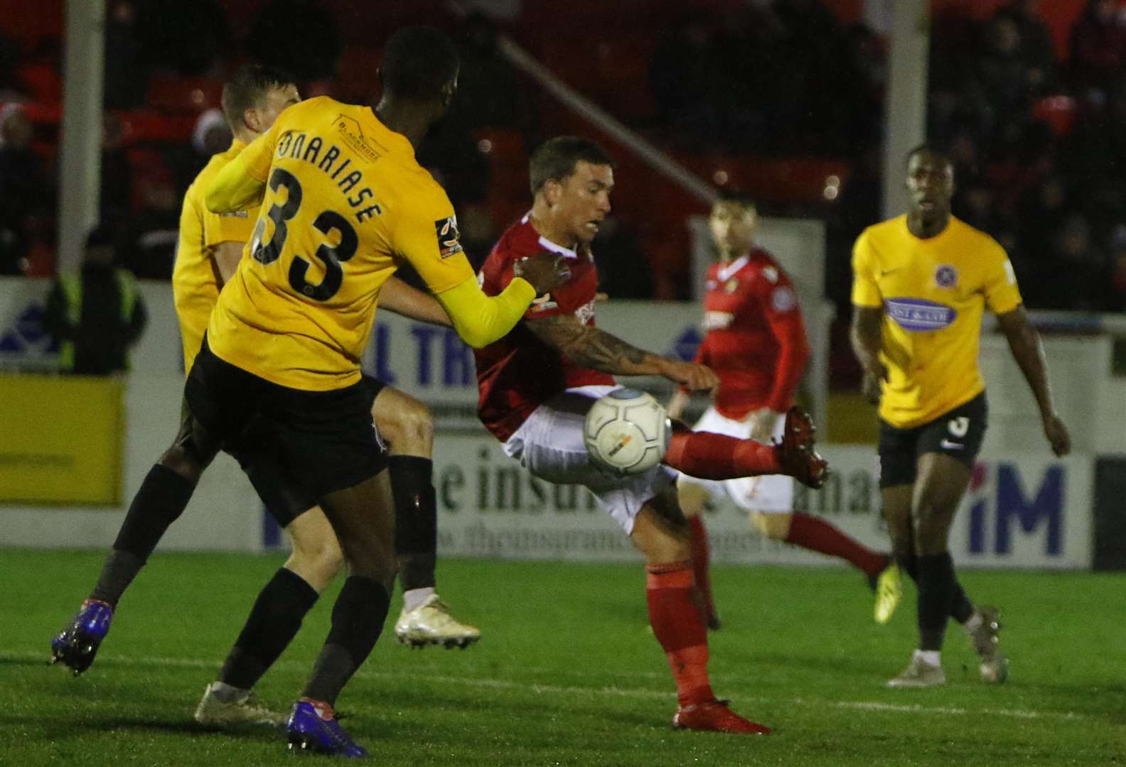 Cody McDonald looks to breach the Daggers defence Picture: Andy Jones