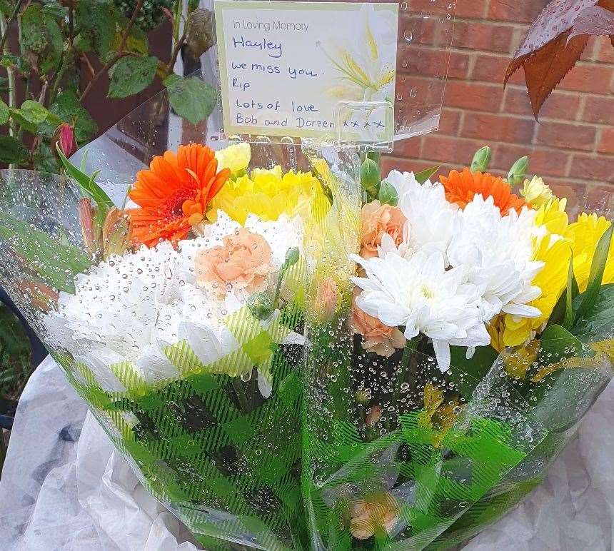 Tributes at the scene of the shooting in Priory Road, Dartford