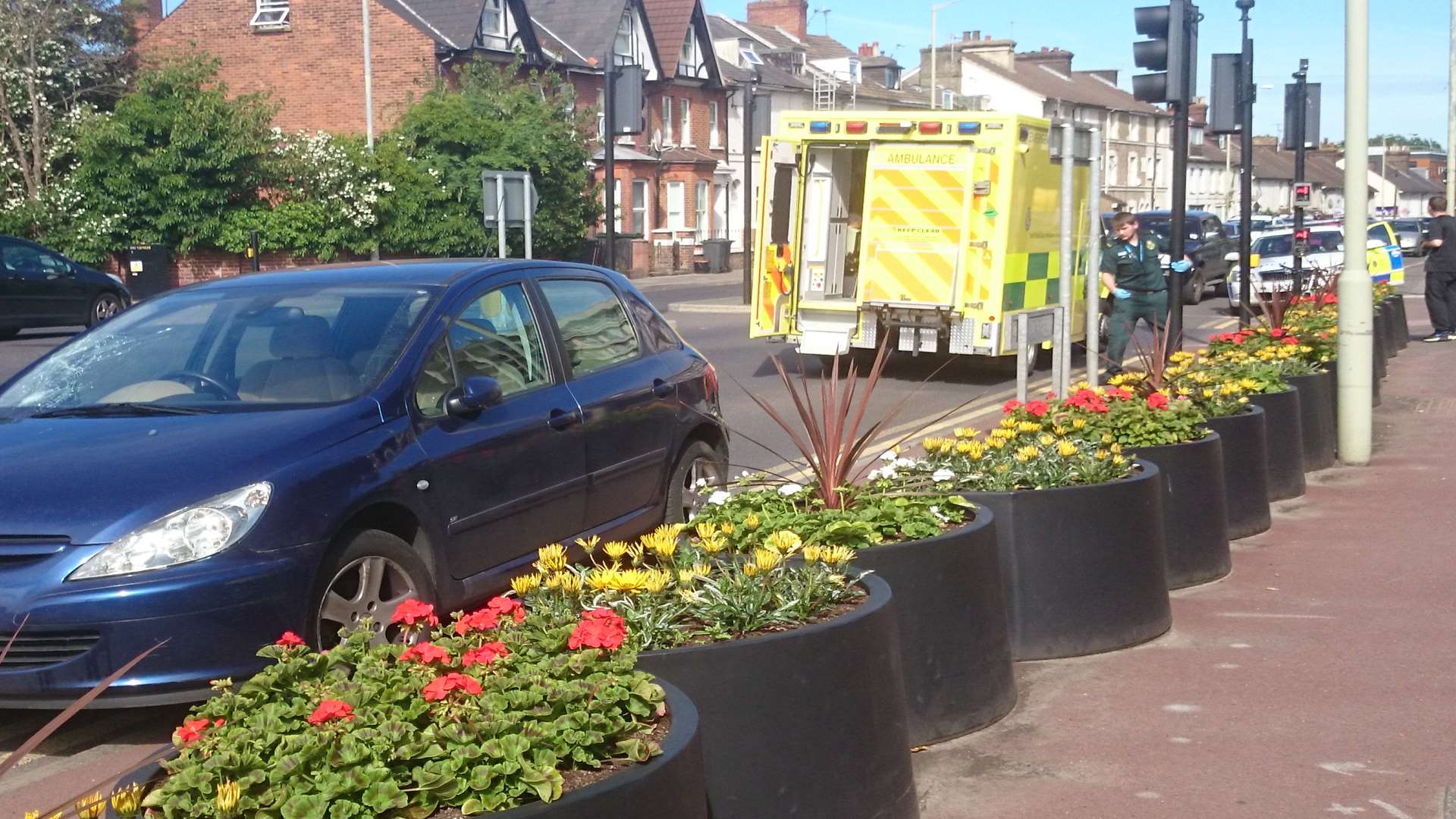 Police and ambulance crews are at the scene. Pic: Steve Salter