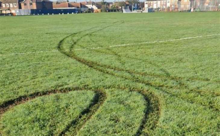 Quad bike riders carved up the pitch