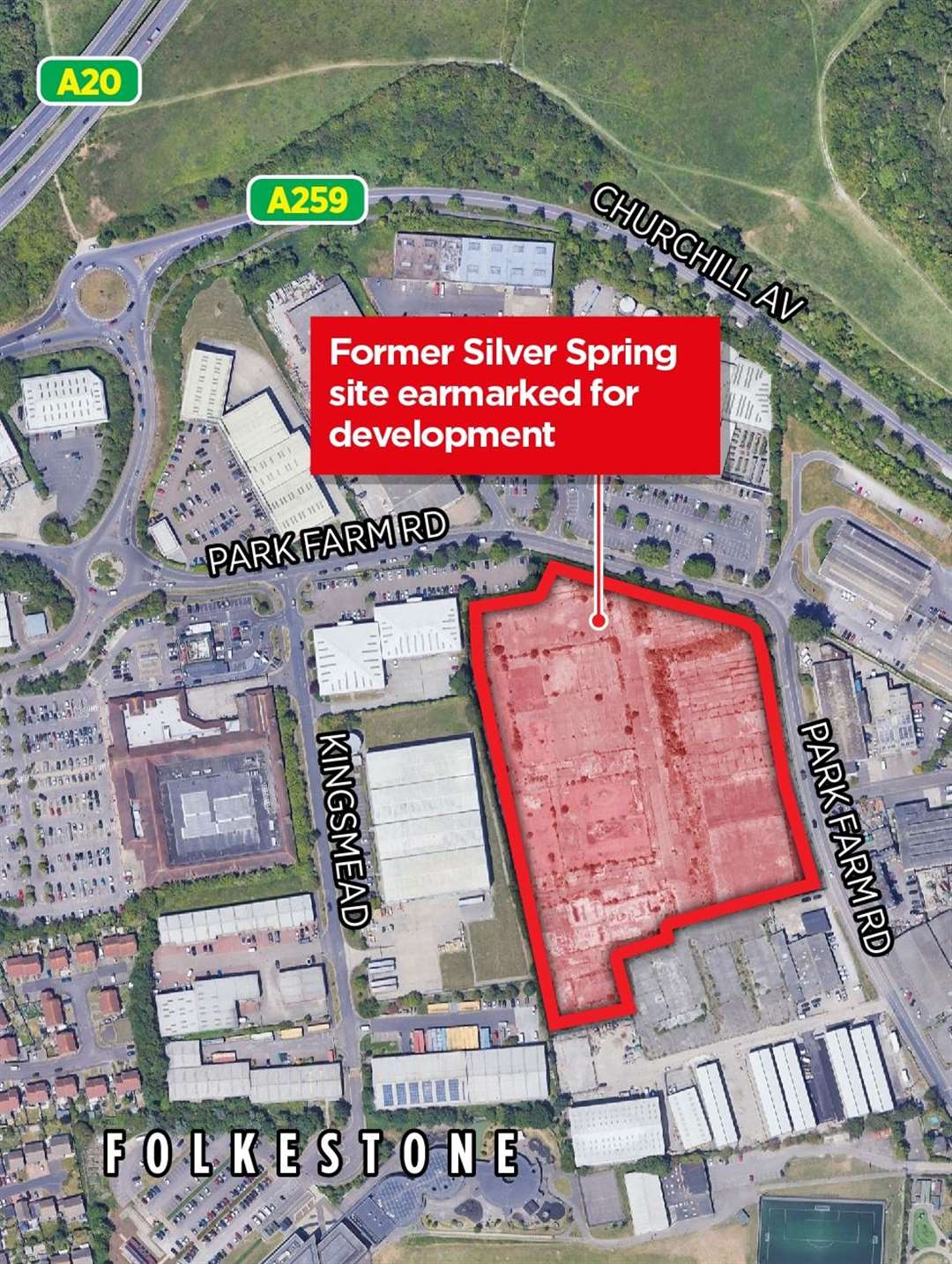 The former Silver Spring site sits on Park Farm Industrial Estate in Folkestone