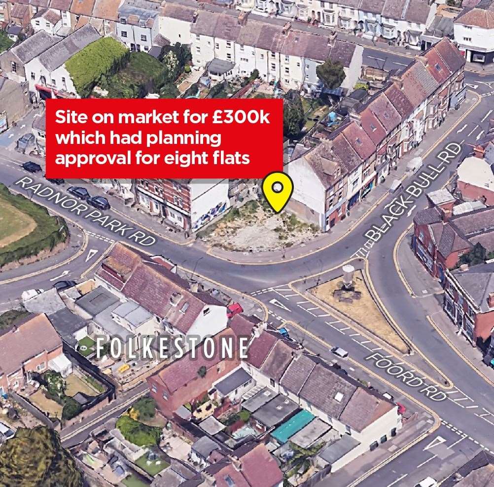 Land on the corner of Black Bull Road and Radnor Park Road has hit the market for £300,000