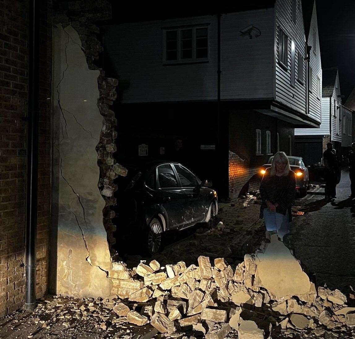 A car crashed into a wall on Sea Street, Whitstable. Picture: @ChrisShdtch via twitter