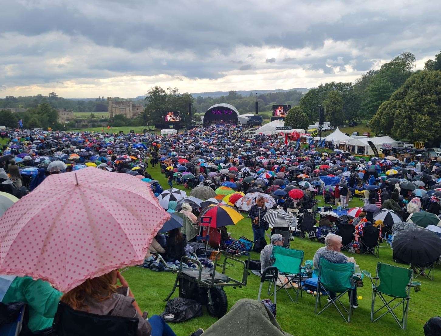 The umbrellas were out after an early deluge