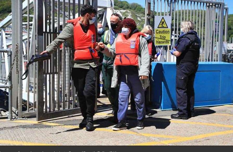 A group of people brought into Dover last month. Picture: Gareth Fuller/PA