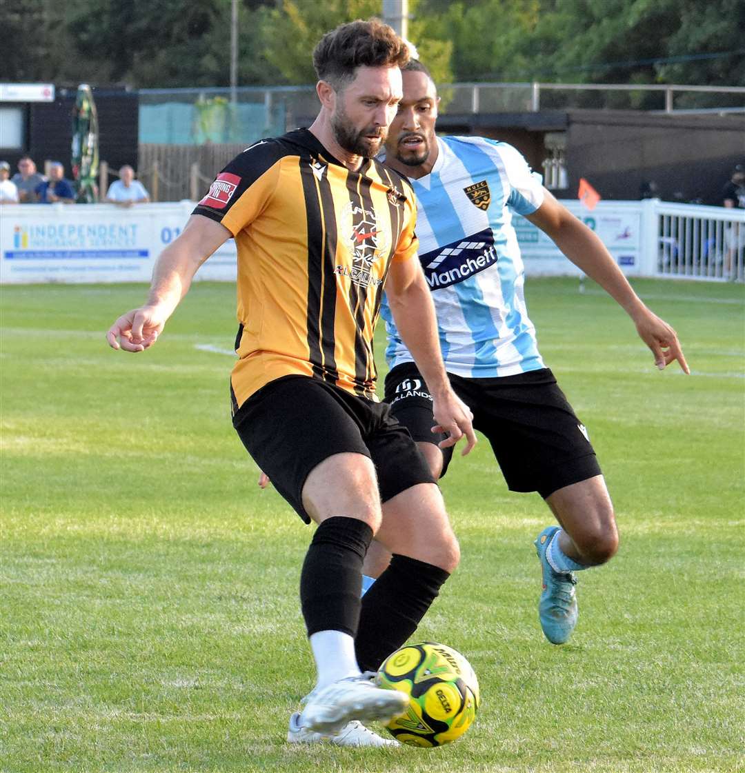 Folkestone midfielder Dean Rance during last Tuesday’s 1-0 friendly home loss to Maidstone. Picture: Randolph File