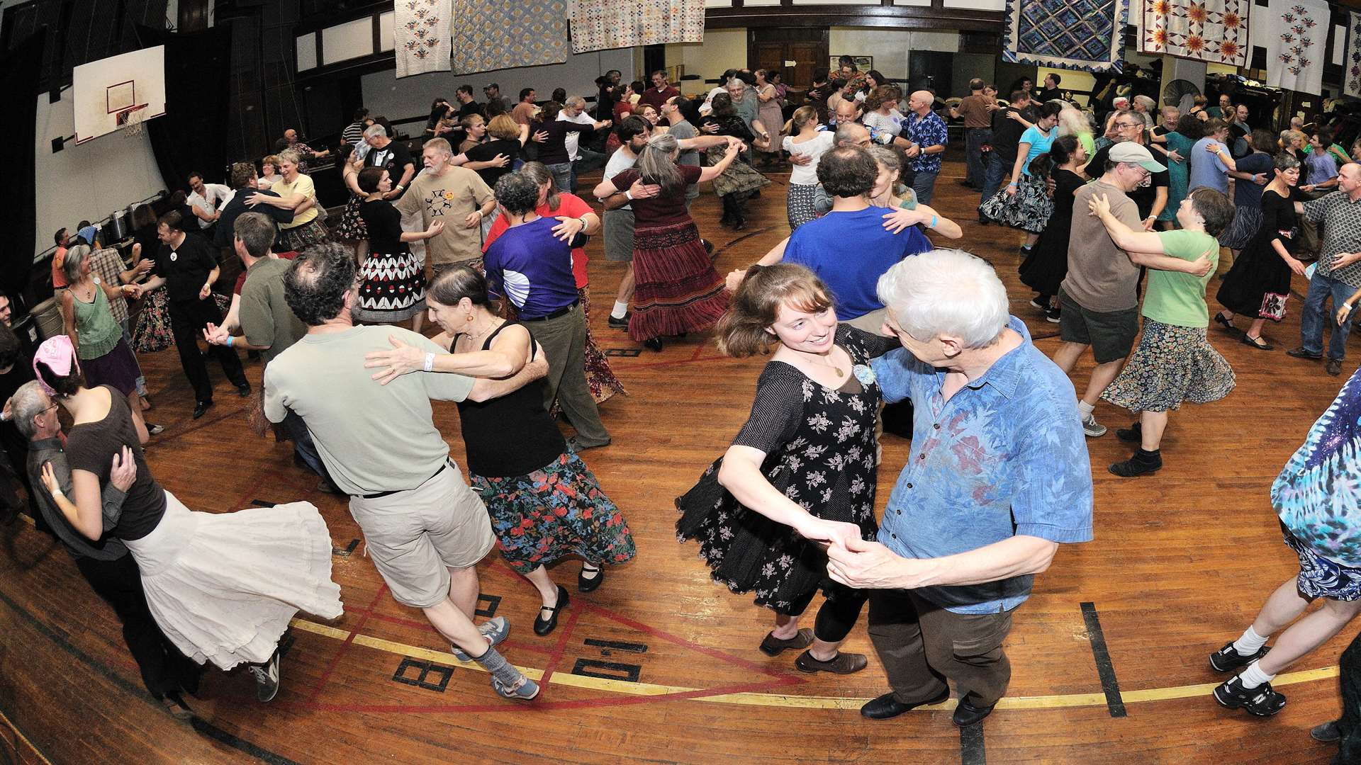 Barn dancing at Hothfield village hall, near Ashford