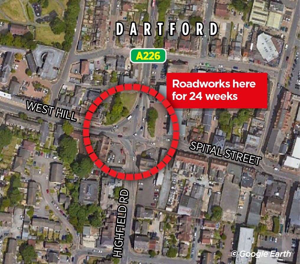 Where the roadworks are in Dartford