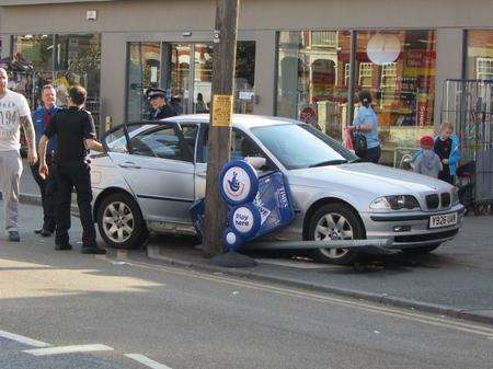 One of the vehicles involved in the incident on Canterbury Road