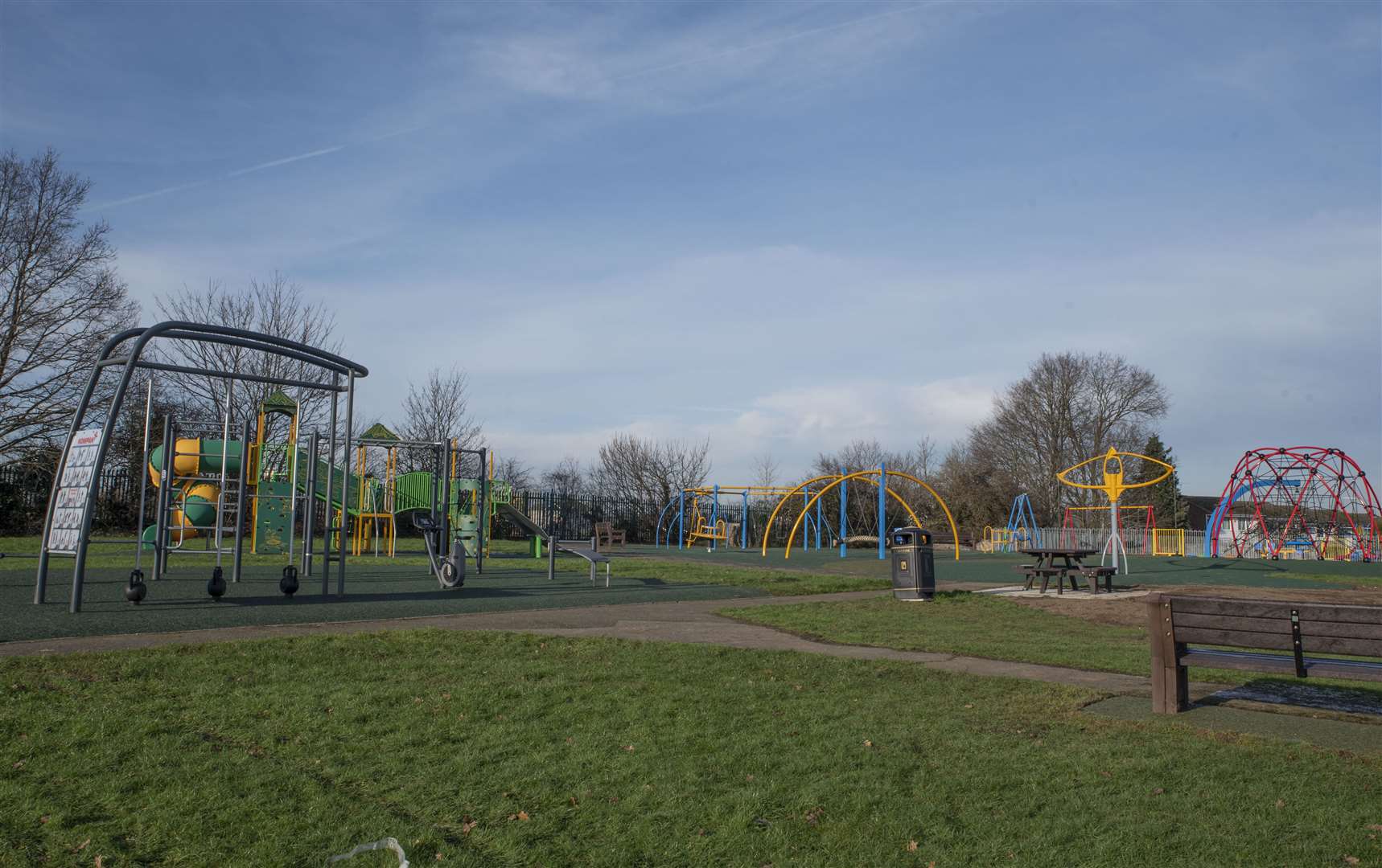 An outdoor gym, in the left of this photo, was installed last year