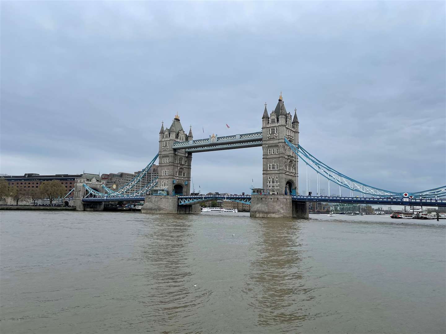 Tower Bridge can be seen clearly from the boat