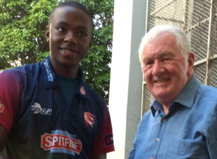 Kent Cricket chairman George Kennedy with new signing Kagiso Rabada