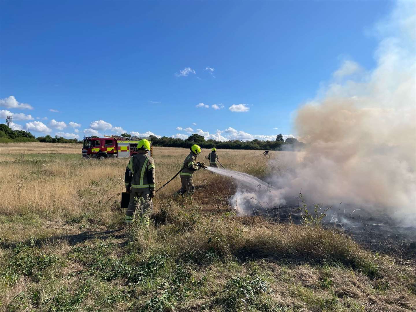 Fire crews tackling the blaze at Gorrell Valley Nature Reserve. Image: Ashley Clark