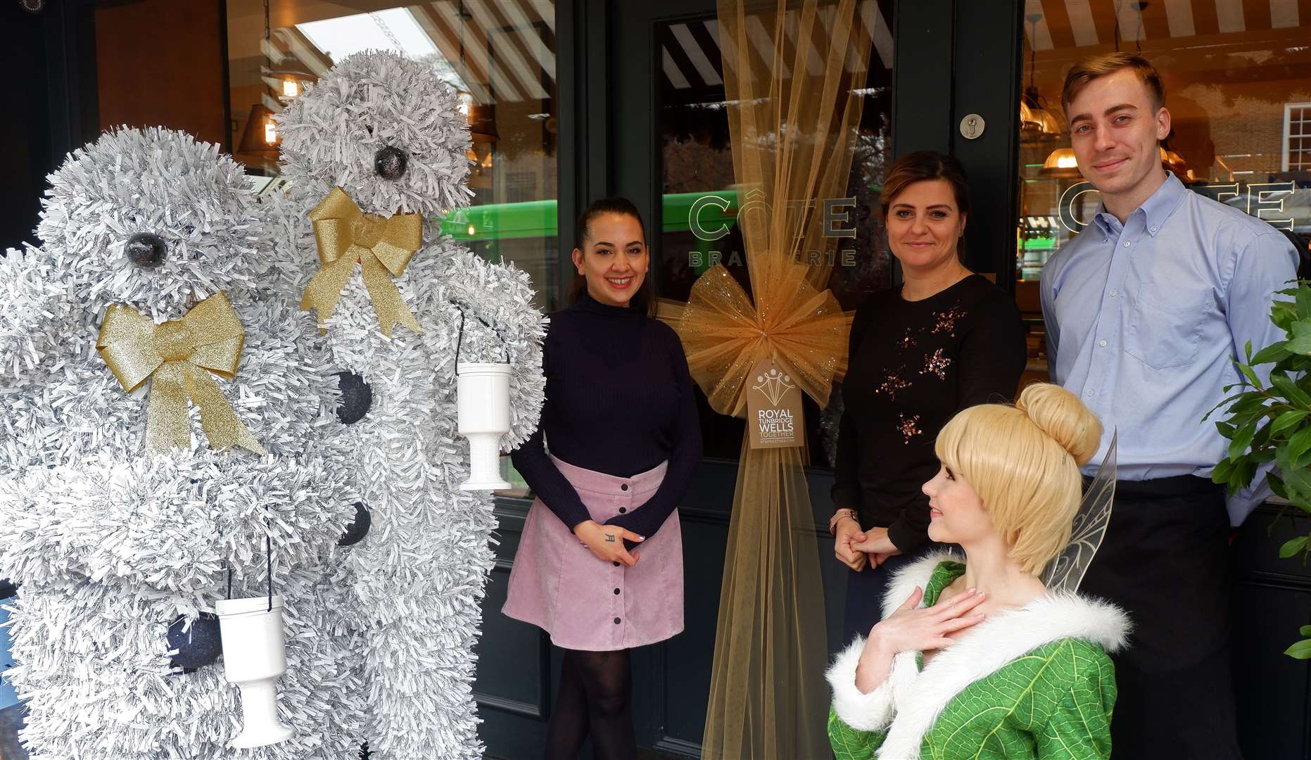 Cote Brasserie, in Mount Pleasant Road, receives its door bow Pic: Cote Brasserie, in Mount Pleasant Road, receives its door bow