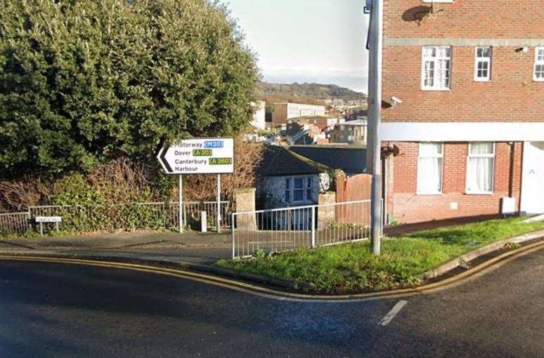 Police are appealing for witnesses after an assault at the top of the steps between Foord Road South and Grace Hill, near the roundabout with Foresters Way in Folkestone. Picture: Google