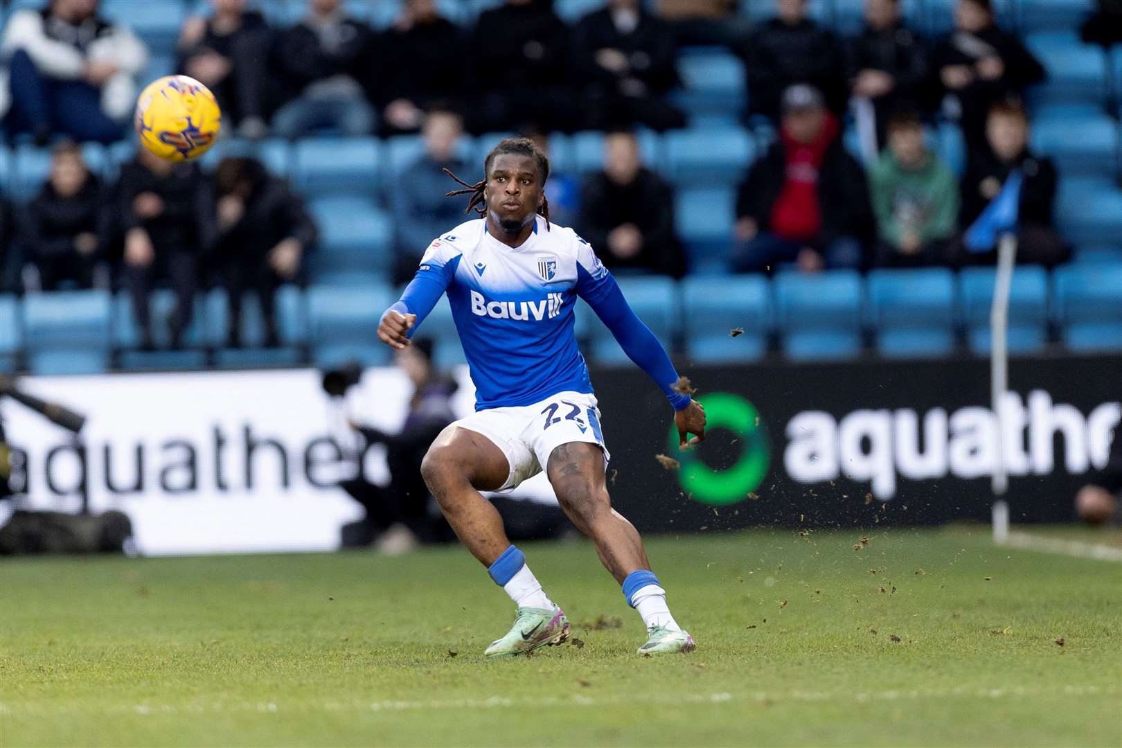 Shad Ogie in action for Gillingham against Walsall Picture: @Julian_KPI