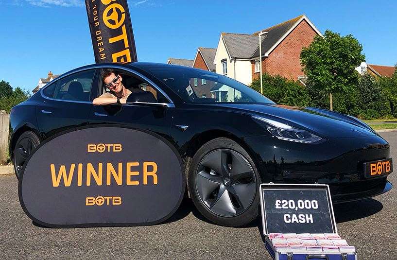 BOTB winner James Aldridge with his Tesla Pic: BOTB