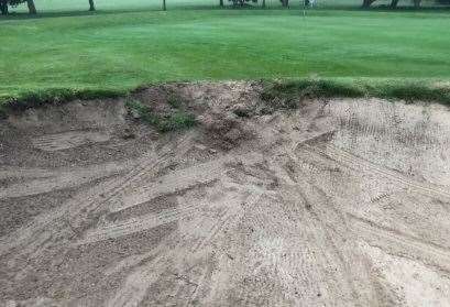 Tyre tracks in the bunker at Upchurch River Valley Gold Club (8391420)