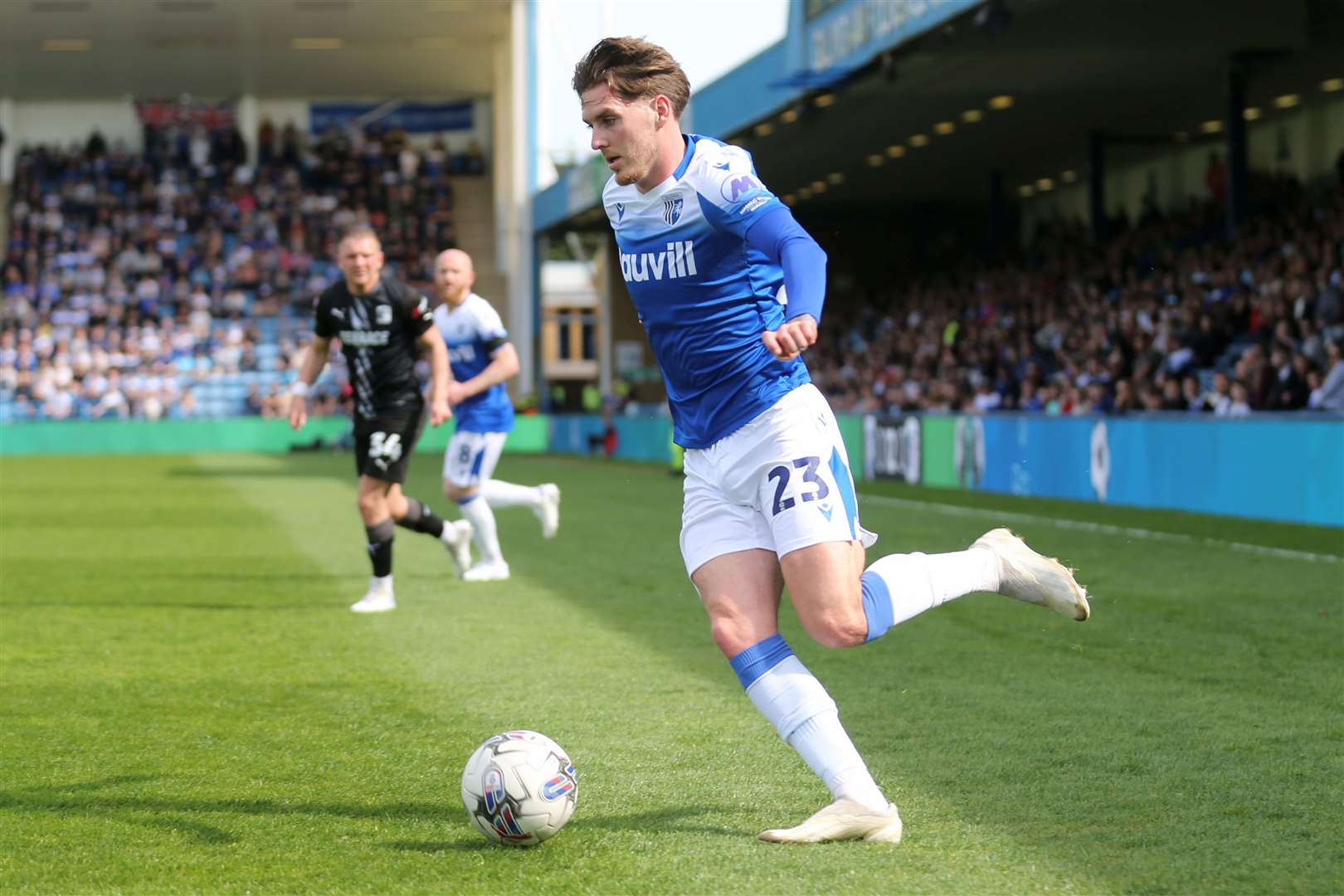 Connor Mahoney in action Gillingham v Barrow Picture: Beau Goodwin