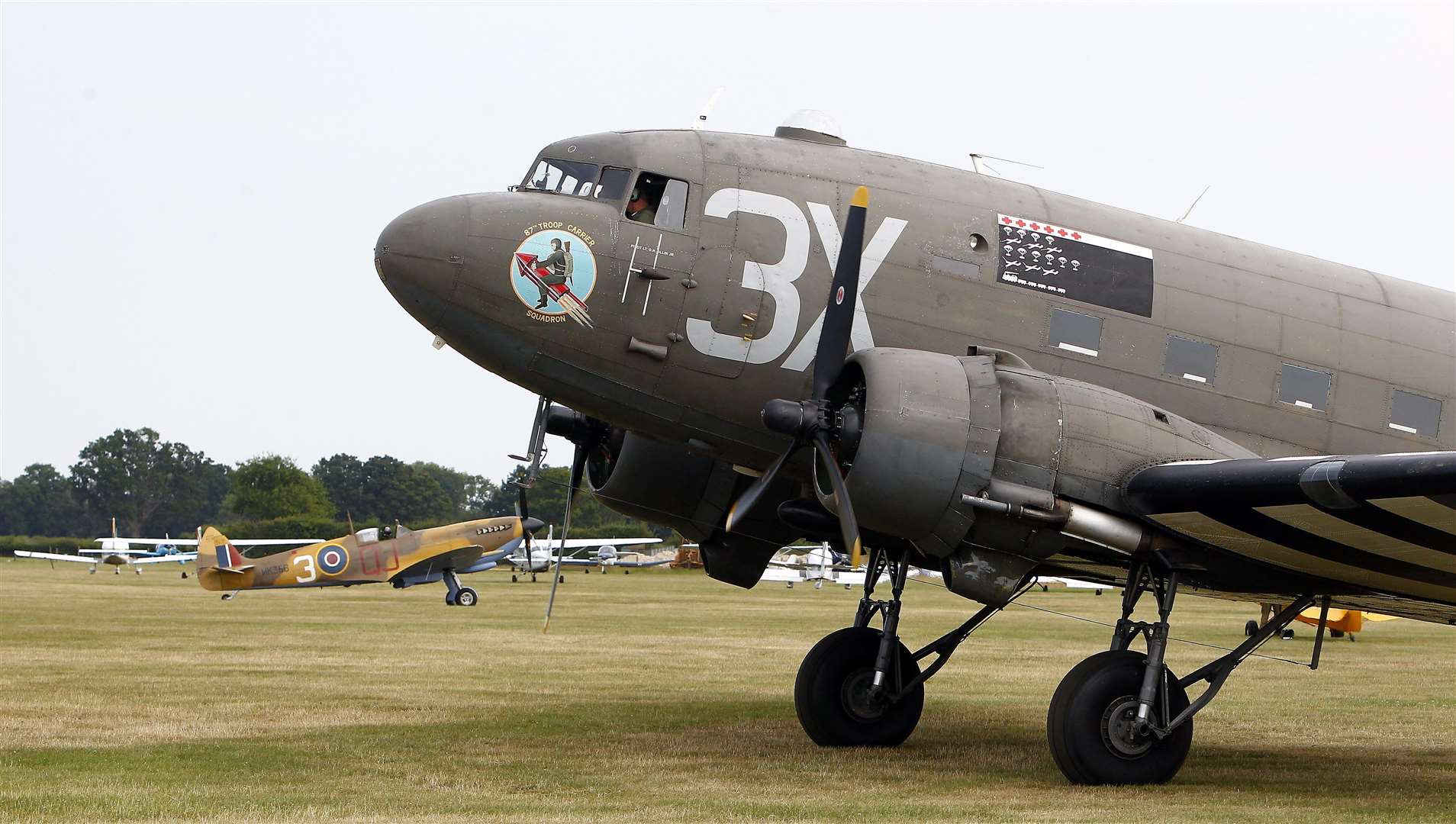 Aero Legends from Headcorn Aerodrome fly Dakota and Spitfires to mark D ...