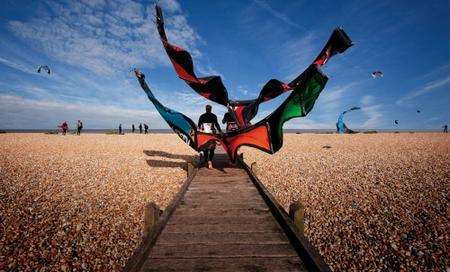 Kite surfers at Greatstone, as part of Visit Kent's Kent Contemporary campaign