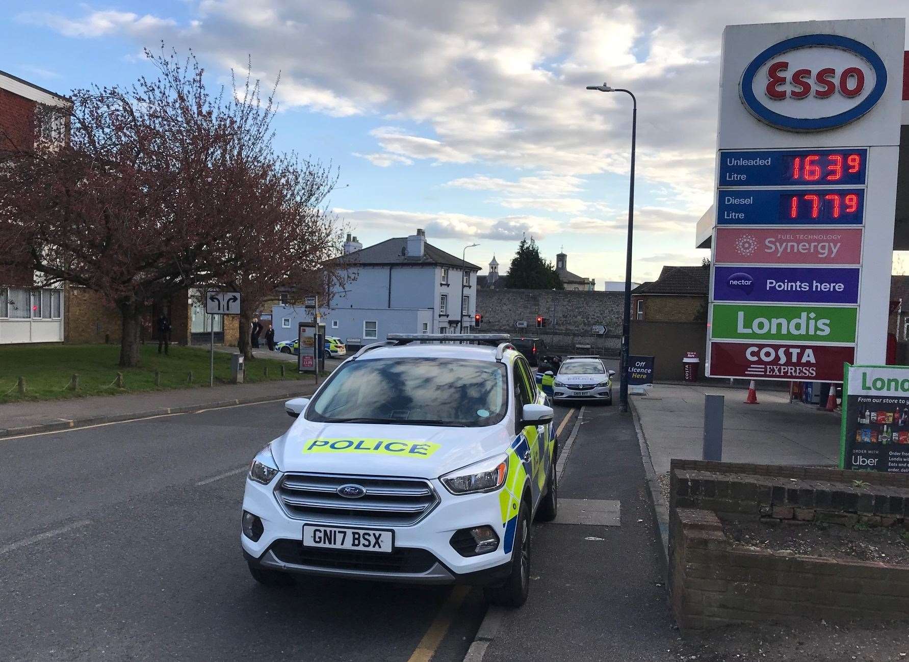 Police in Boxley Road at its junction with James Street