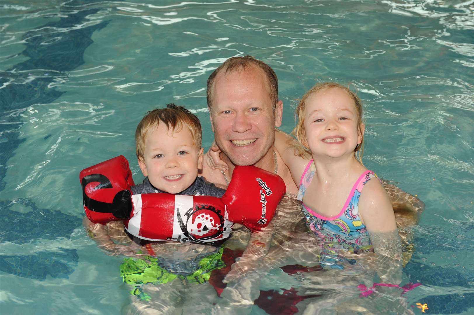 The Medway Big Splash 2019. Gary Burdon with Charlie and Bethany