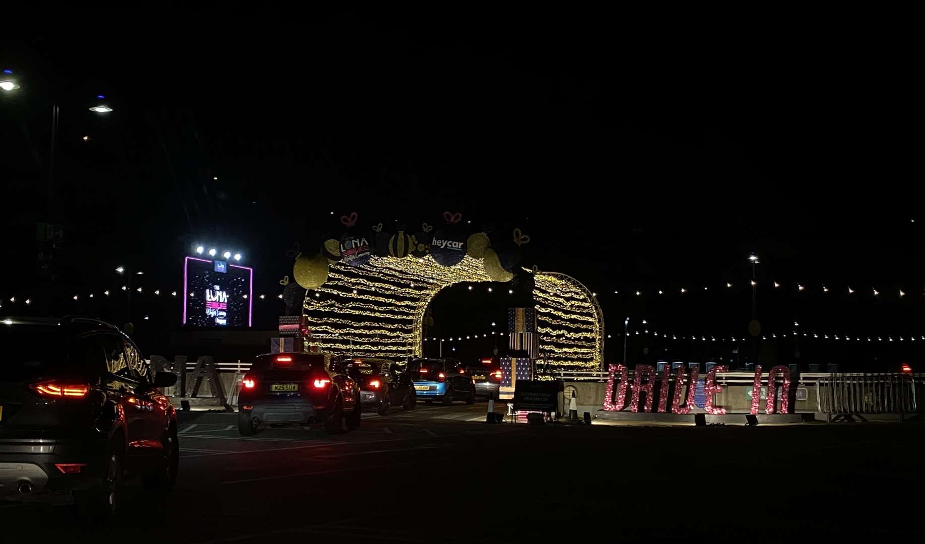 We were greeted with a twinkling entrance to the sectioned off car park