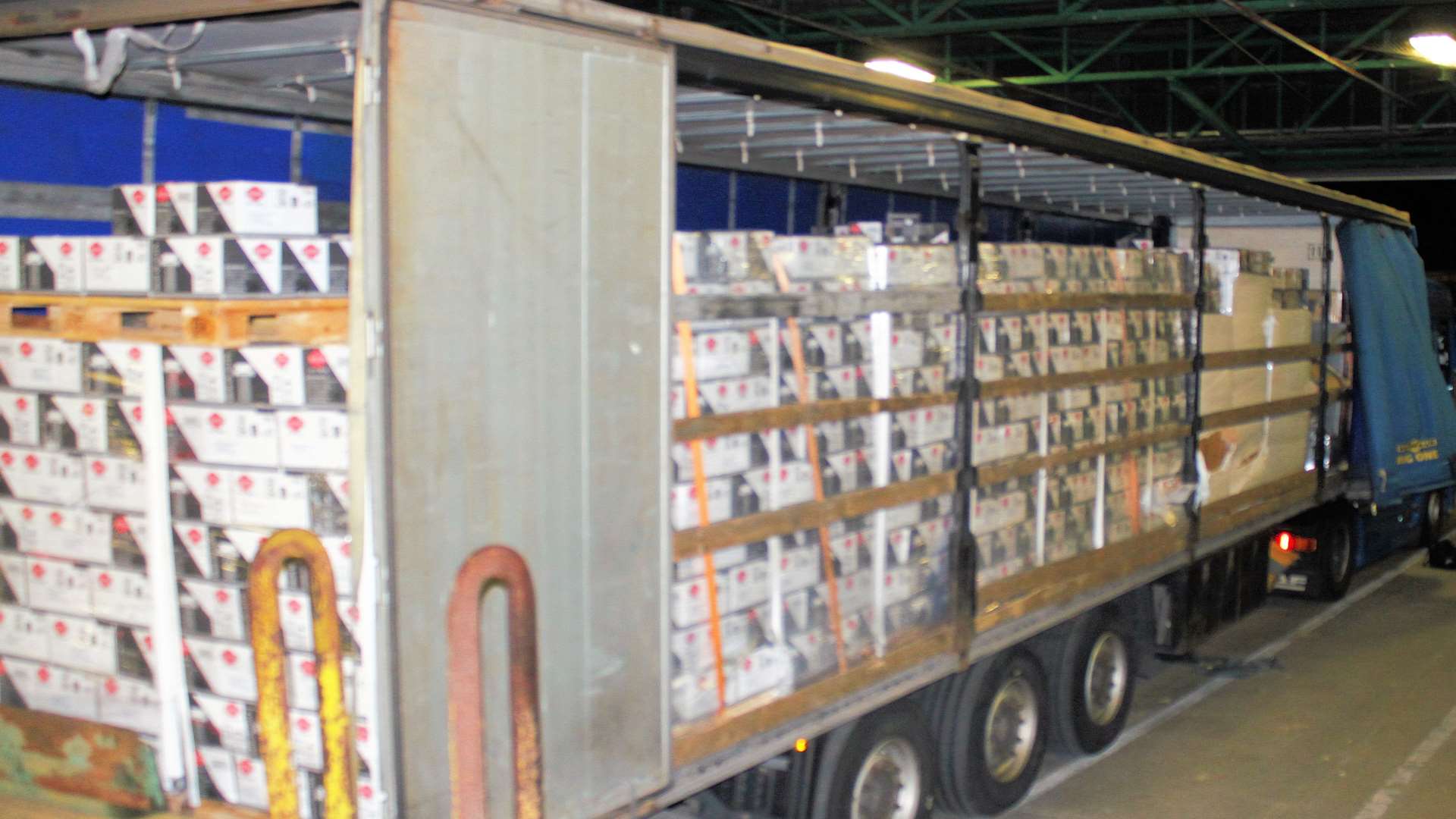 Lorry containing boxes of peanuts and smuggled tobacco