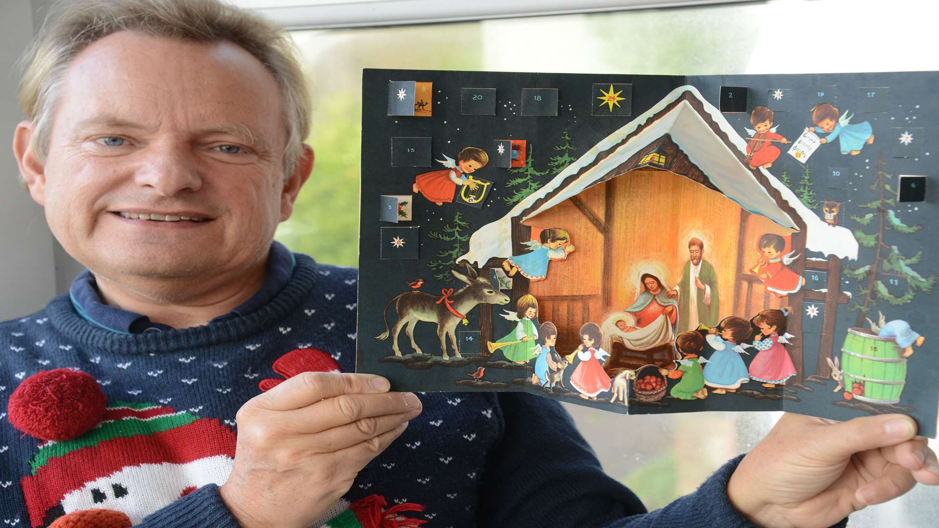 Robert Sissons with his advent calendar from 1969