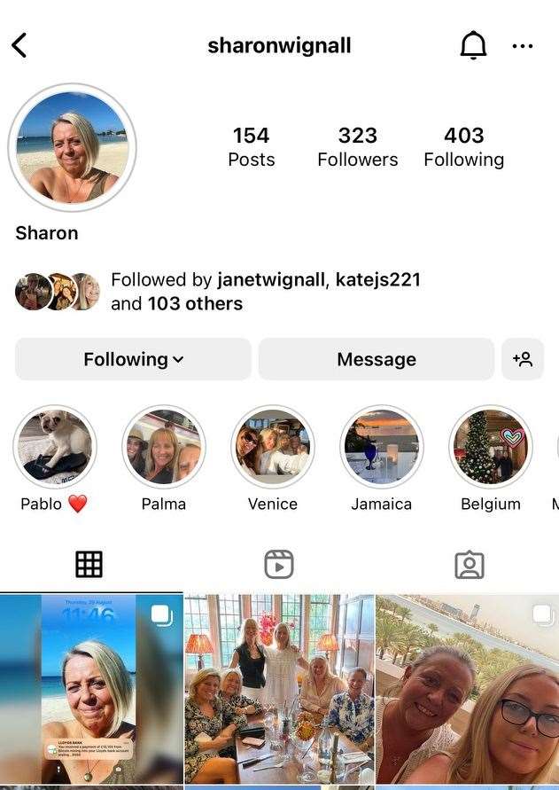 Sharon's profile was hacked with top left picture posted by a hacker who accessed an image in her memories