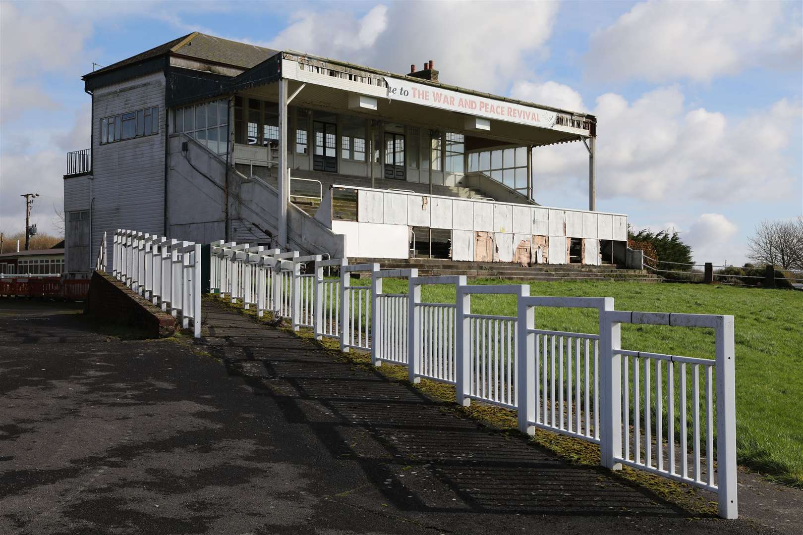 One of the run-down stands with War and Peace branding