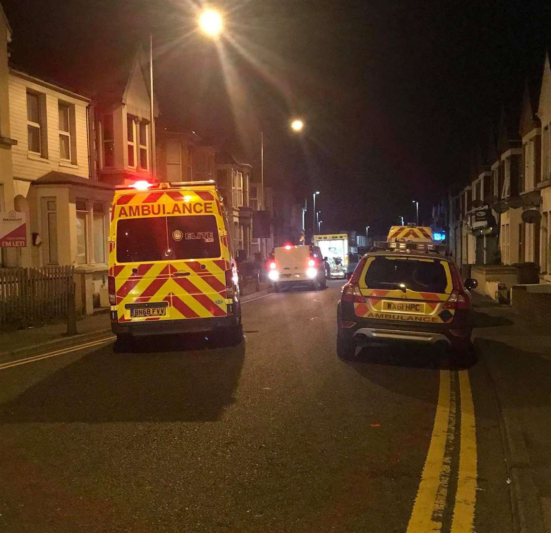 Police and medics in Canterbury Street, Gillingham