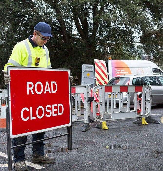 The A26 is closed at Teston