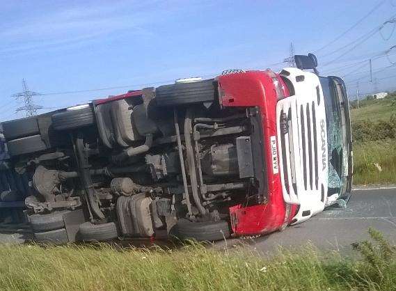 The lorry blocked the road in Lydd. Picture: Jake Iszard