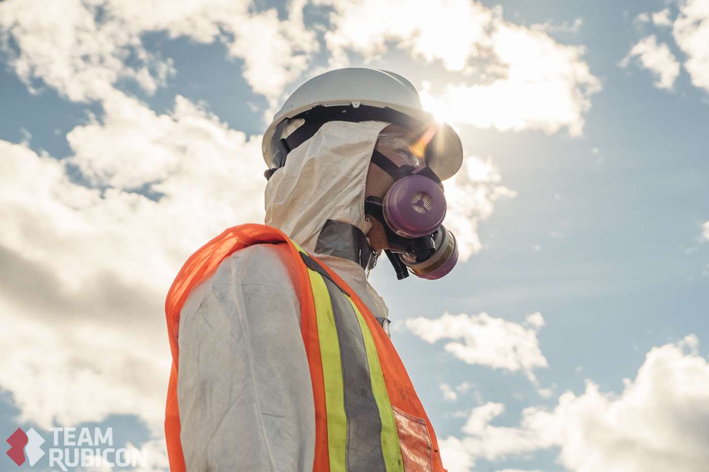 Volunteers wore protective clothing