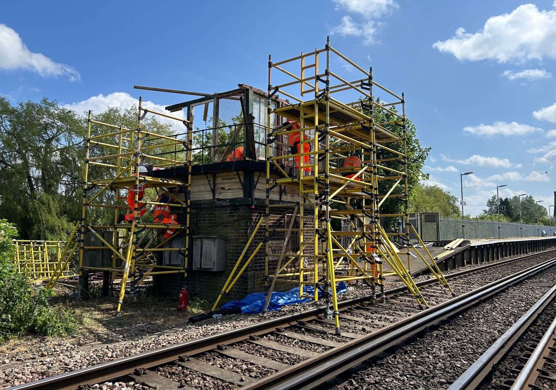 The signal box at Wye was dismantled rather than demolished. Picture: Network Rail