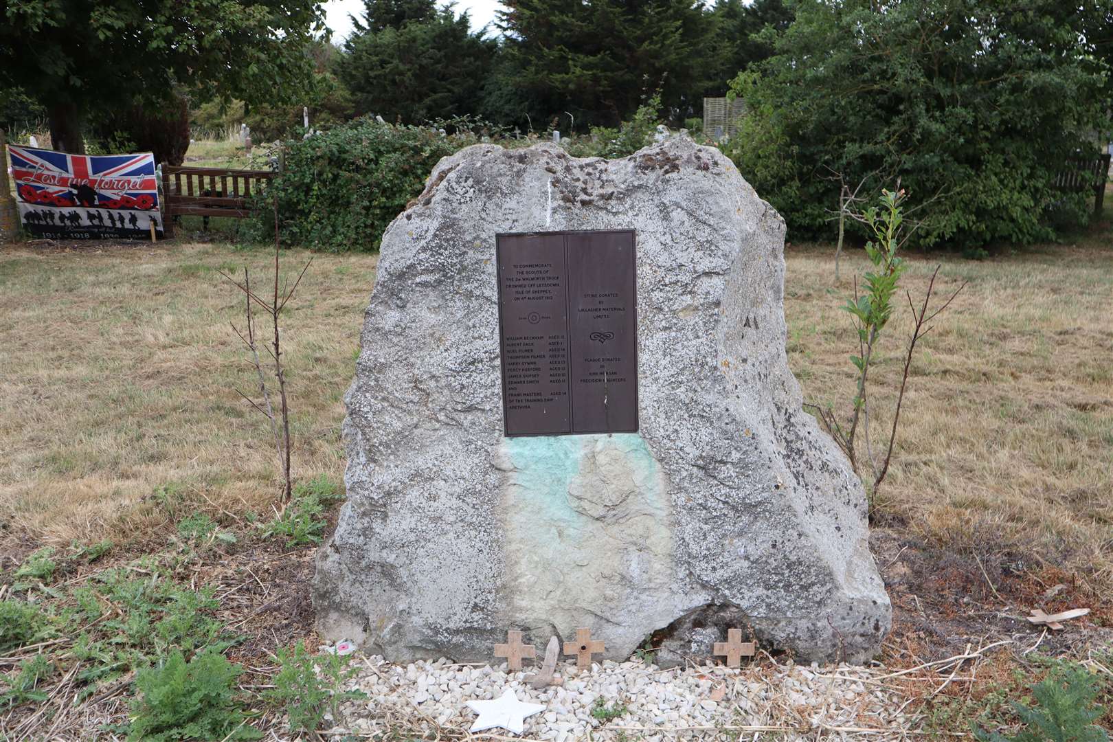 Leysdown cemetery on the site of the former St Clement's church where there is a memorial to the eight Boy Scouts and a member of the training ship Arethusa who drowned off Leysdown on August 4, 1912