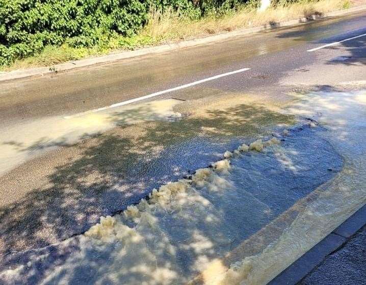 Burst water main in Paddock Wood. Picture: UKNIP