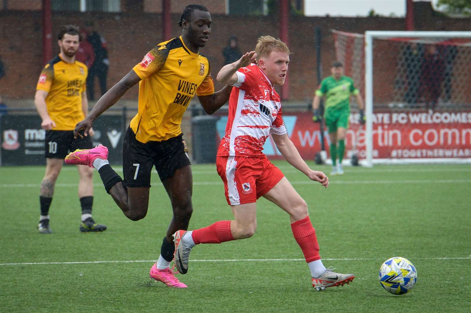 Benedict Bioletti on the ball for Ramsgate against Three Bridges on Saturday. Picture: Stuart Watson