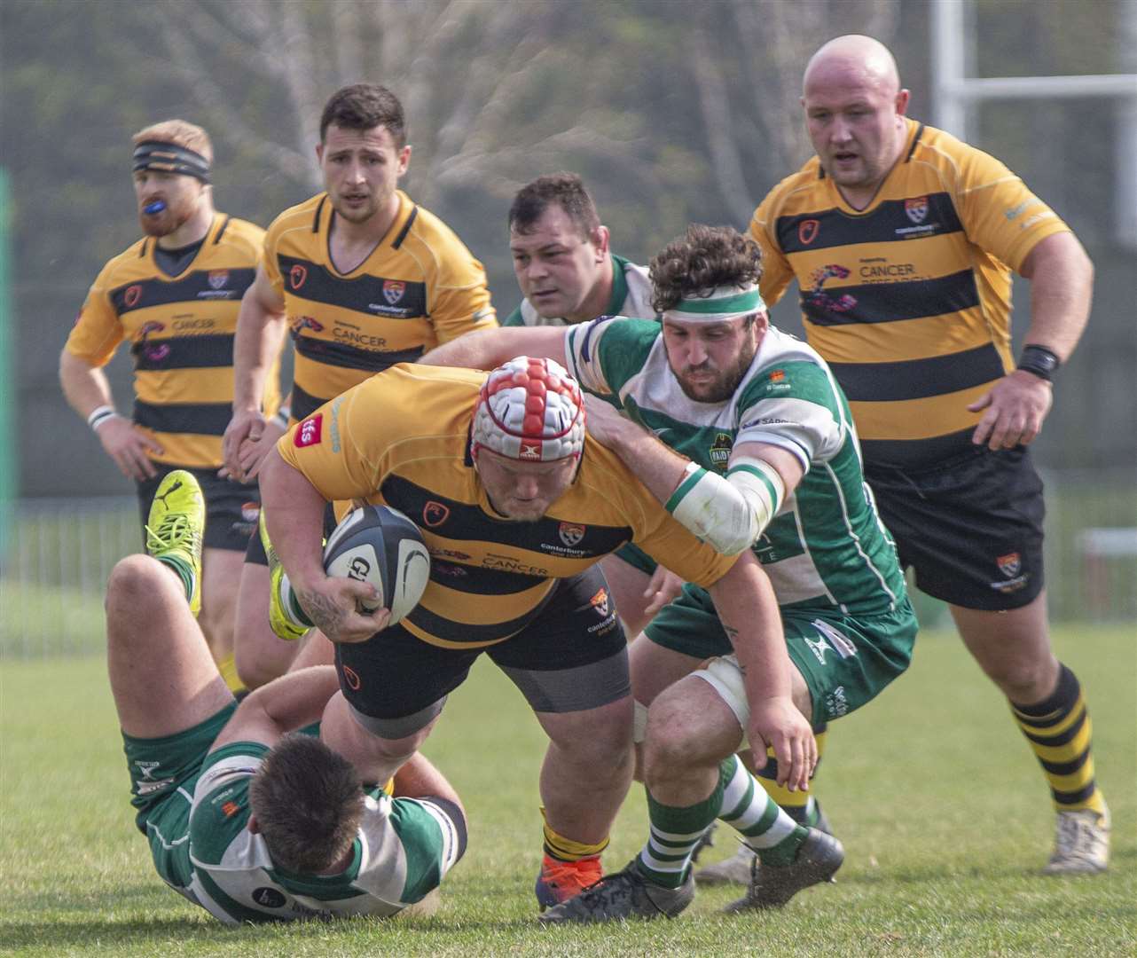 Canterbury's Alex Evans powers forward against Guernsey. Picture: Phillipa Hilton