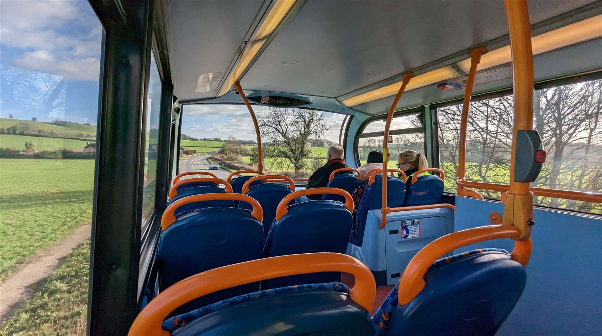 Glorious views of the Kent countryside from the top deck of the 10X from Maidstone to Ashford