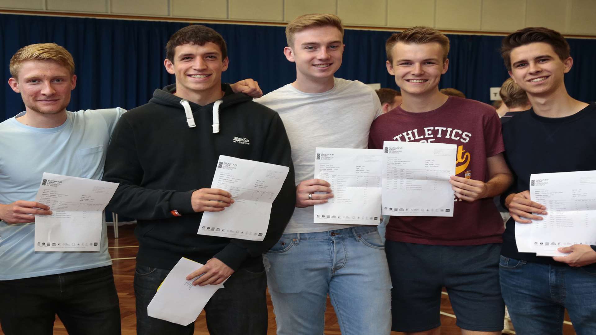 Friends at Oakwood Park Grammar School celebrate their results