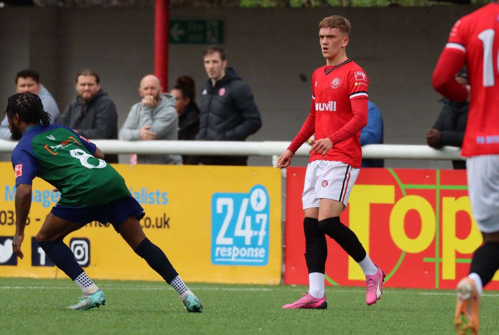 Harvey Broad in action for Chatham against Kingstonian Picture: Max English (@max_ePhotos)