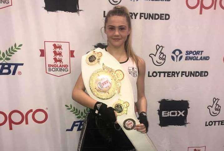 St Mary's boxer Jacey Birch with her belt (7423465)