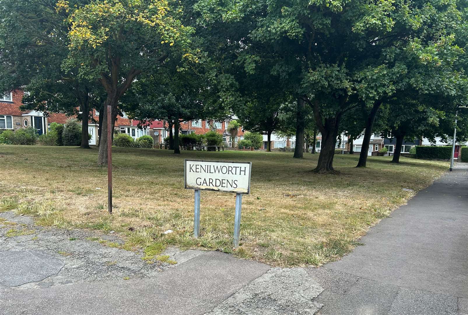 Kenilworth Gardens, Rainham - the council is protecting trees to hinder possible development of communal area