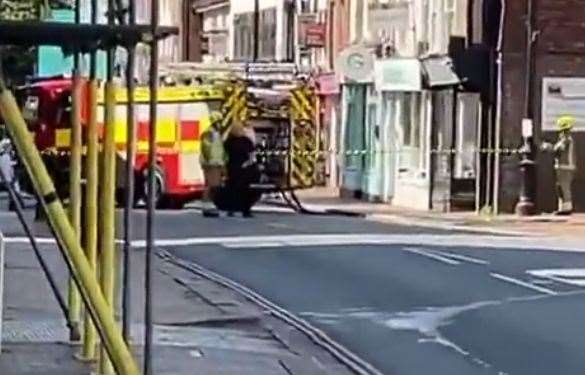 Police closed Tonbridge High Street following a gas leak. Picture: Fuggles Beer Cafe