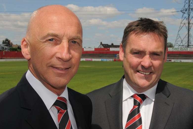 Ebbsfleet manager Steve Brown (right) with assistant Steve Gritt